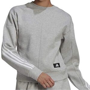 Adidas Sweatshirt Gray Future Icons Stripes Pullover Hoodie Size XS